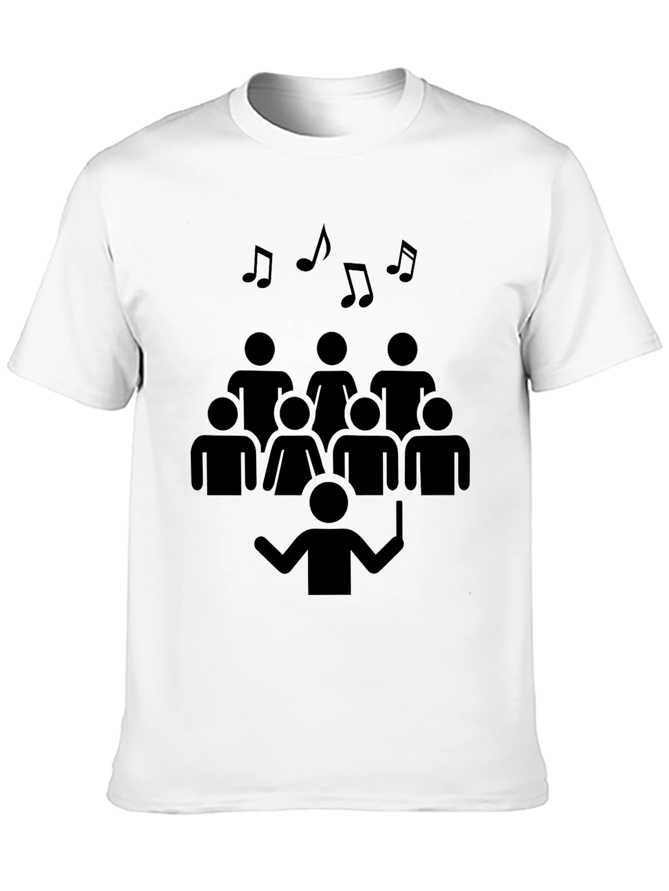 Camiseta Negra Diseño Coral Musical Hombre
