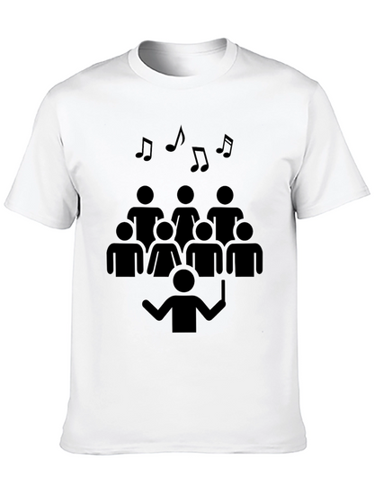 Camiseta Negra Diseño Coral Musical Hombre