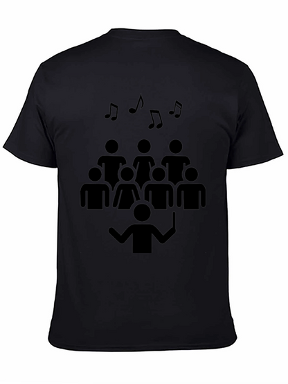 Camiseta Negra Diseño Coral Musical Hombre