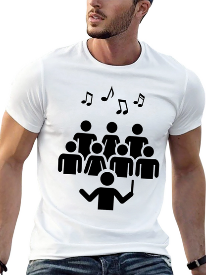 Camiseta Negra Diseño Coral Musical Hombre