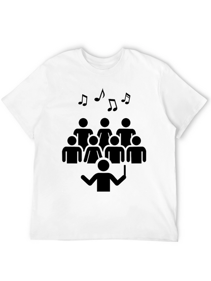 Camiseta Negra Diseño Coral Musical Hombre