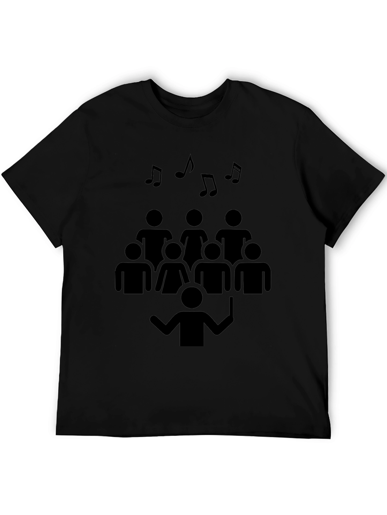 Camiseta Negra Diseño Coral Musical Hombre