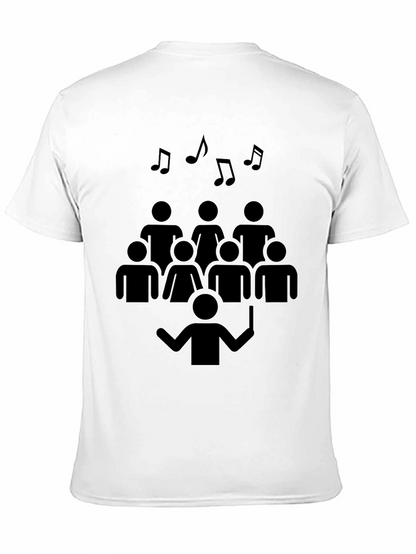 Camiseta Negra Diseño Coral Musical Hombre