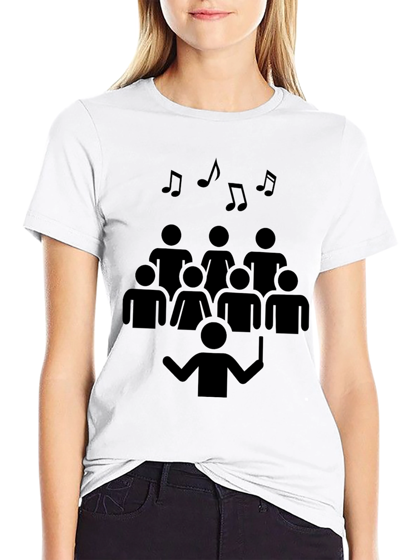Camiseta Negra Diseño Coral Musical Hombre