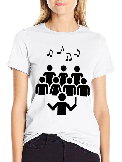 Camiseta Negra Diseño Coral Musical Hombre