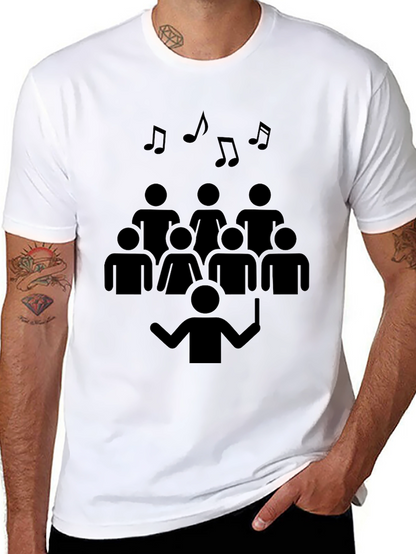 Camiseta Negra Diseño Coral Musical Hombre