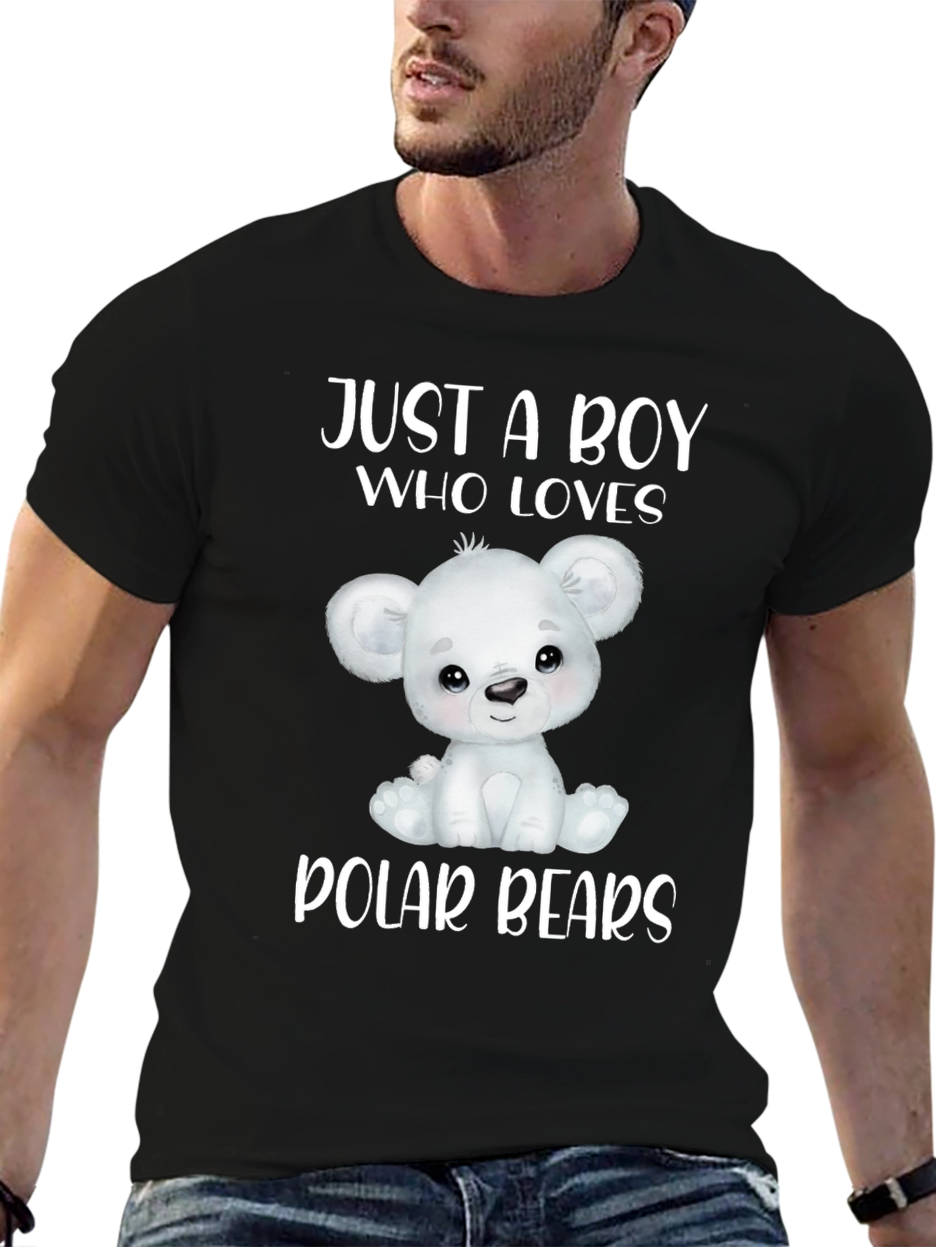 Camiseta Negra: Un Chico Que Ama Osos Polares