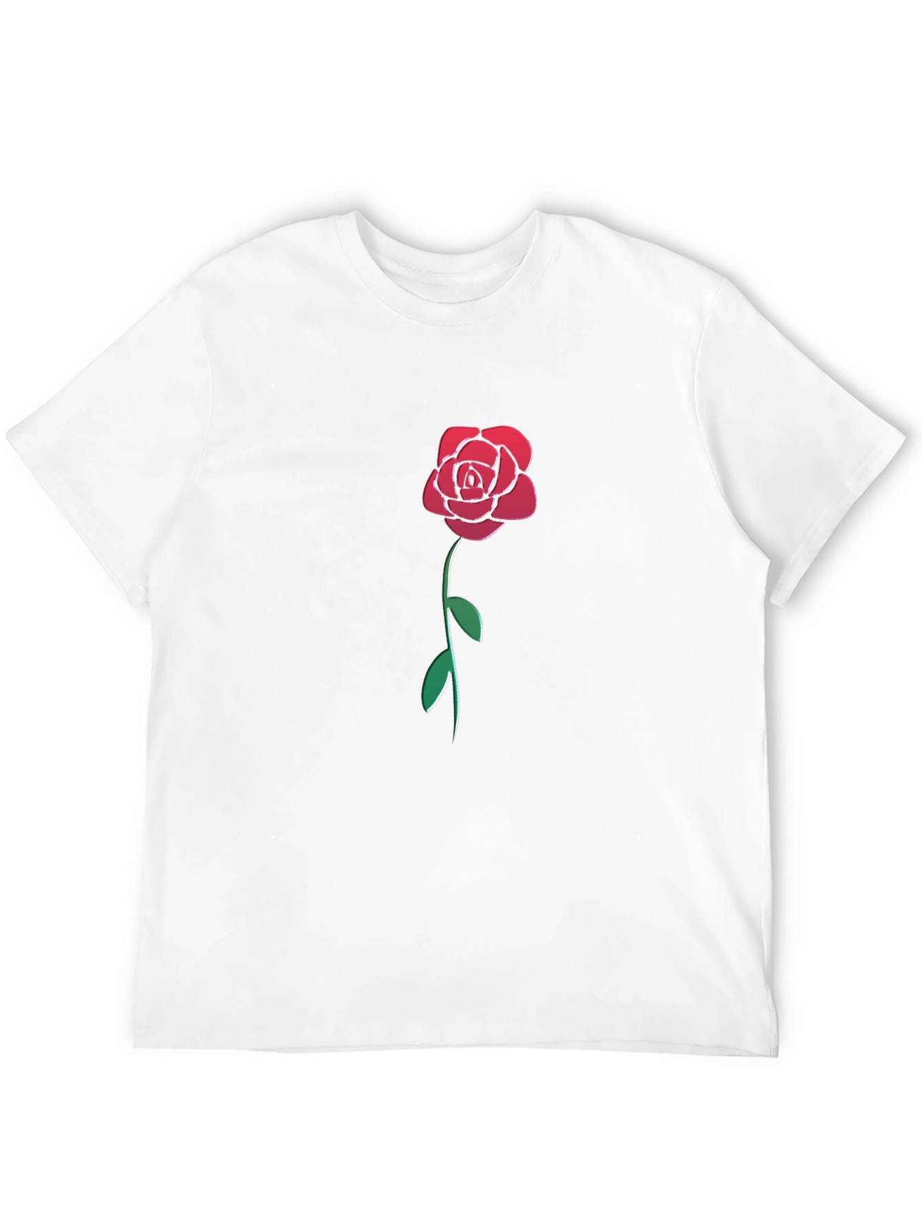 Camiseta Negra con Rosa Roja Estilizada para Hombre