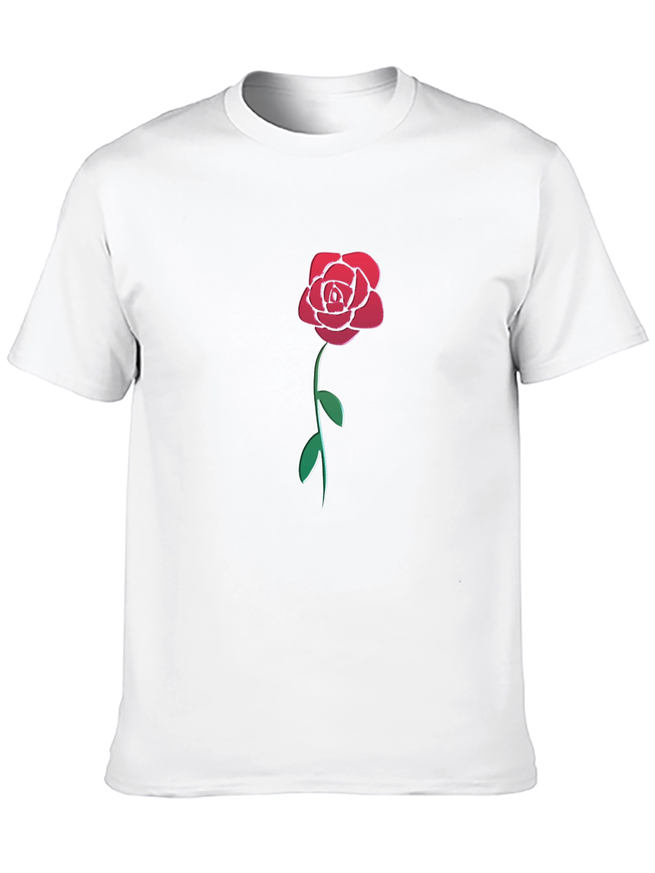 Camiseta Negra con Rosa Roja Estilizada para Hombre