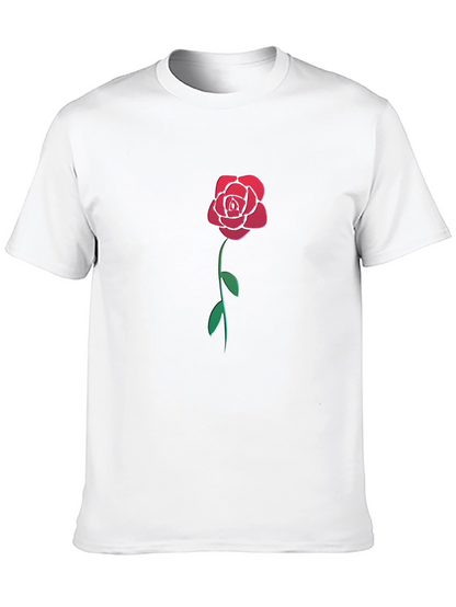Camiseta Negra con Rosa Roja Estilizada para Hombre