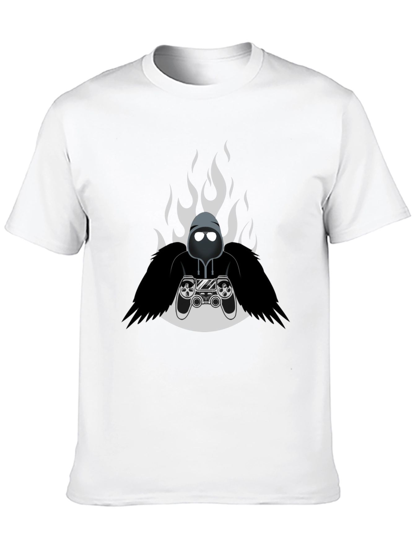 Camiseta Negra Gamer con Diseño de Fuego