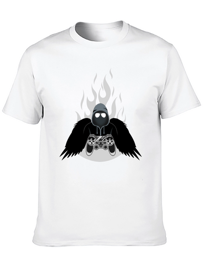 Camiseta Negra Gamer con Diseño de Fuego