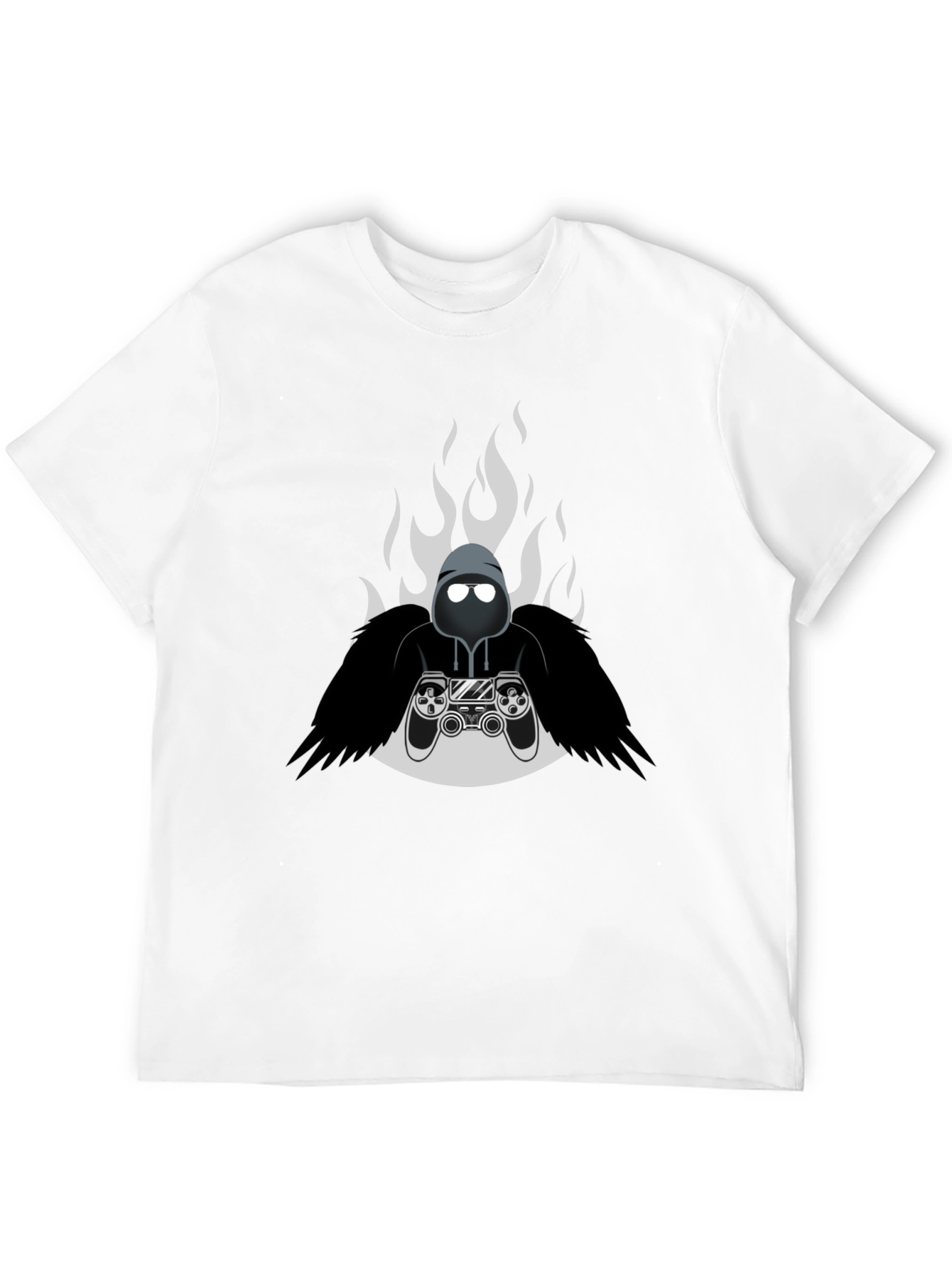 Camiseta Negra Gamer con Diseño de Fuego