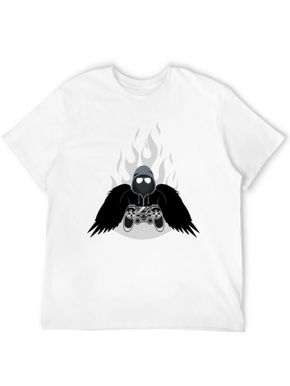 Camiseta Negra Gamer con Diseño de Fuego
