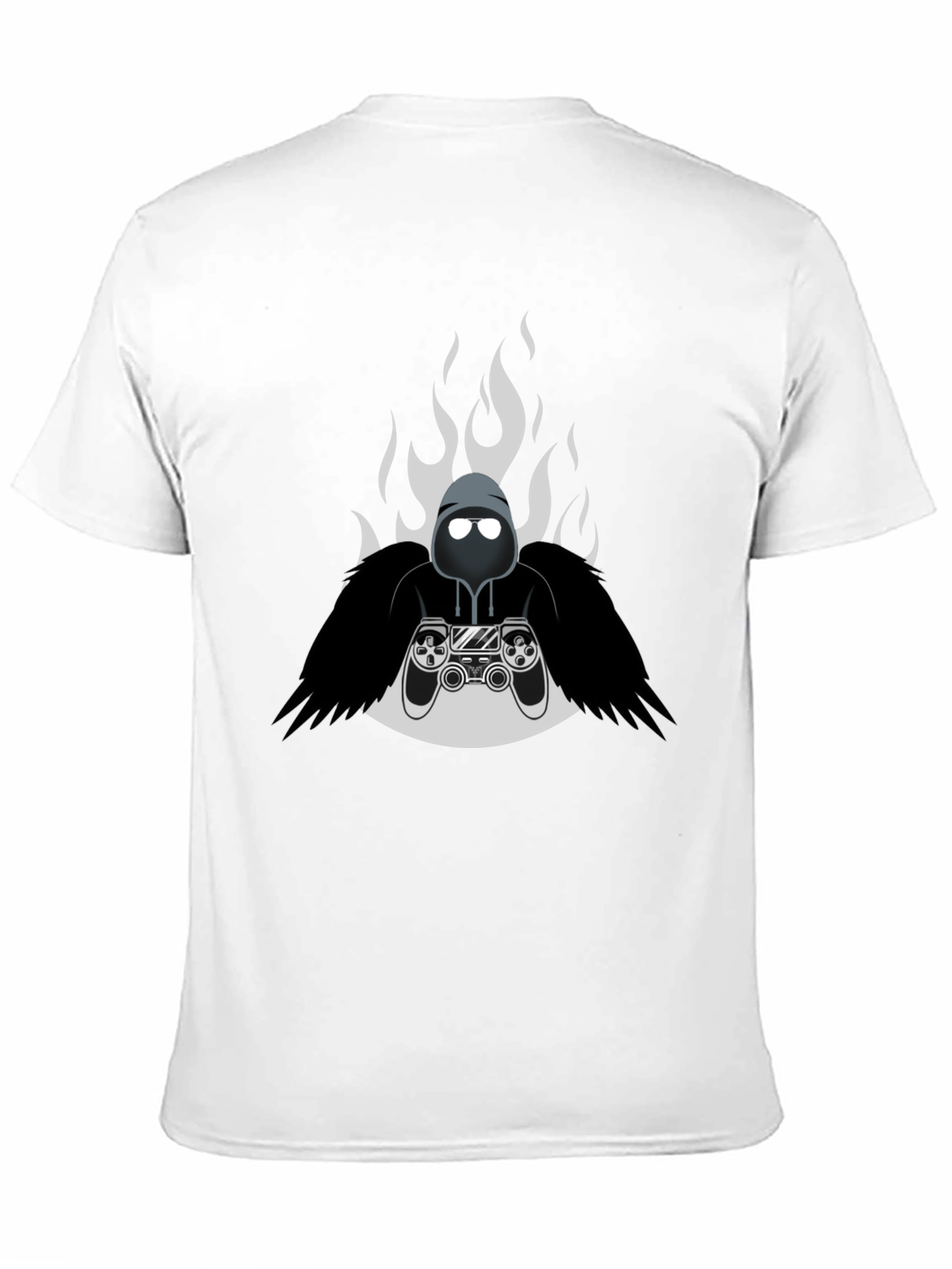 Camiseta Negra Gamer con Diseño de Fuego