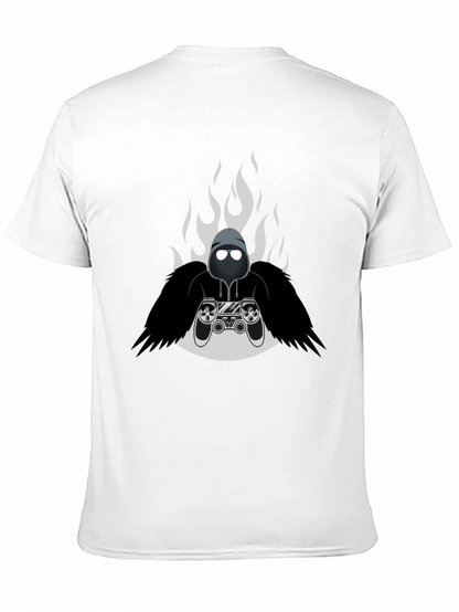 Camiseta Negra Gamer con Diseño de Fuego
