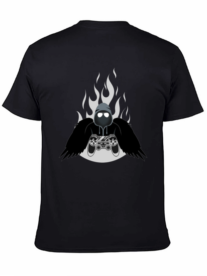 Camiseta Negra Gamer con Diseño de Fuego