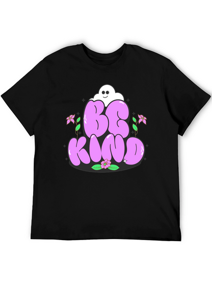 Camiseta Negra Be Kind con Diseño Floral