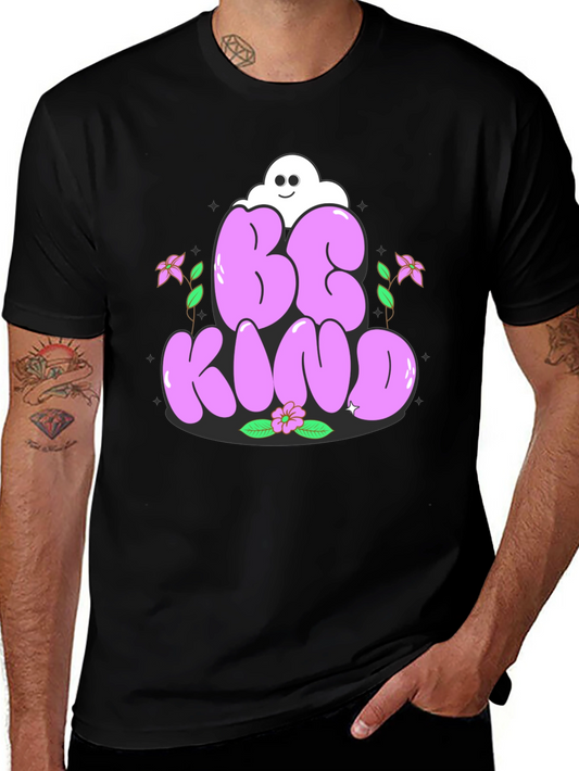Camiseta Negra Be Kind con Diseño Floral