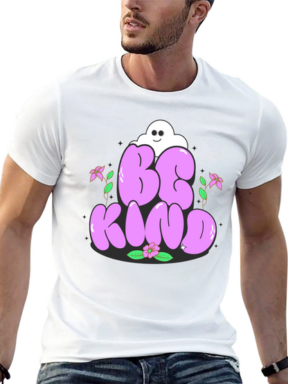 Camiseta Negra Be Kind con Diseño Floral