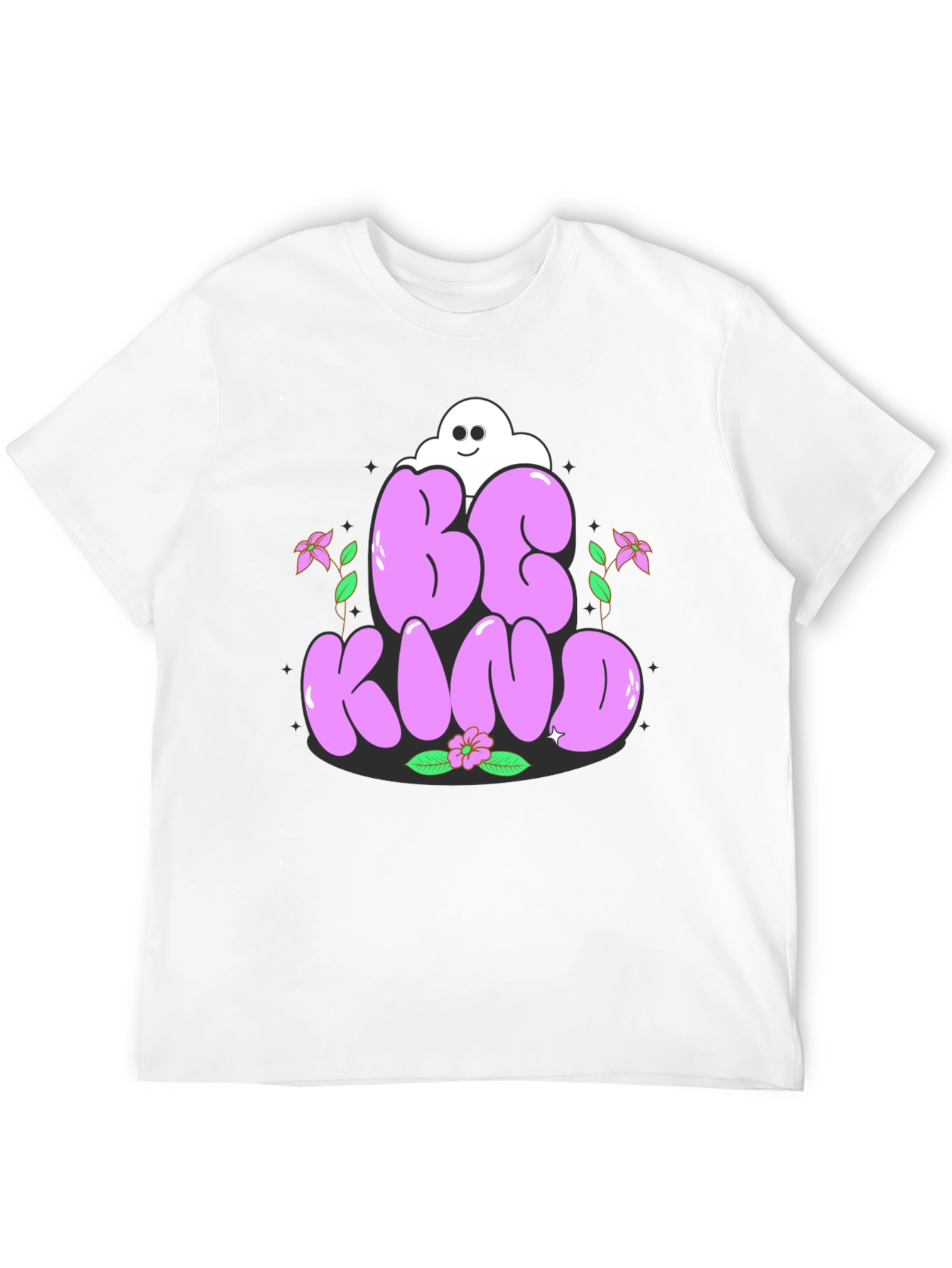 Camiseta Negra Be Kind con Diseño Floral
