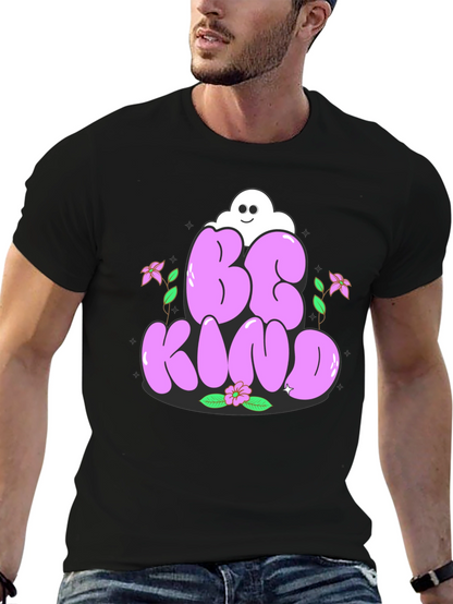 Camiseta Negra Be Kind con Diseño Floral