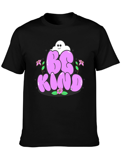 Camiseta Negra Be Kind con Diseño Floral
