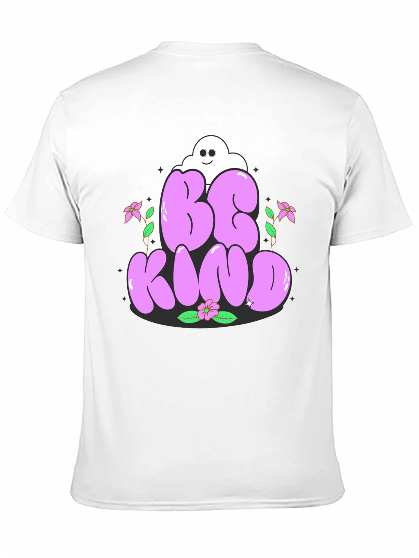 Camiseta Negra Be Kind con Diseño Floral
