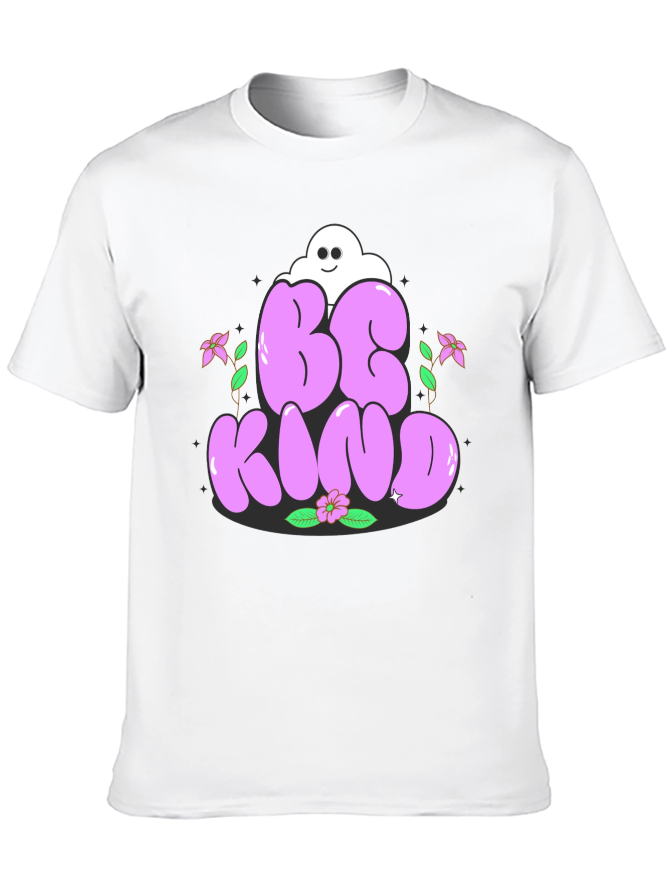 Camiseta Negra Be Kind con Diseño Floral