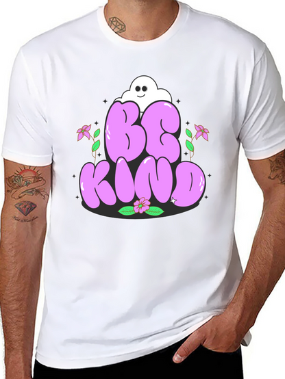 Camiseta Negra Be Kind con Diseño Floral