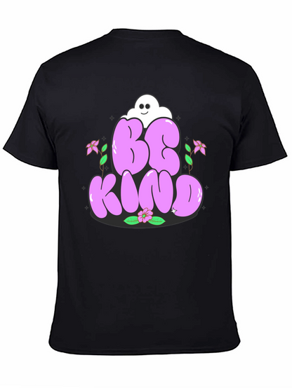 Camiseta Negra Be Kind con Diseño Floral
