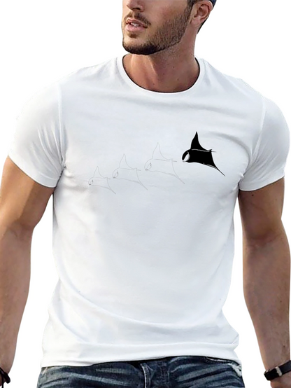 Camiseta Negra con Diseño de Manta Raya para Hombre