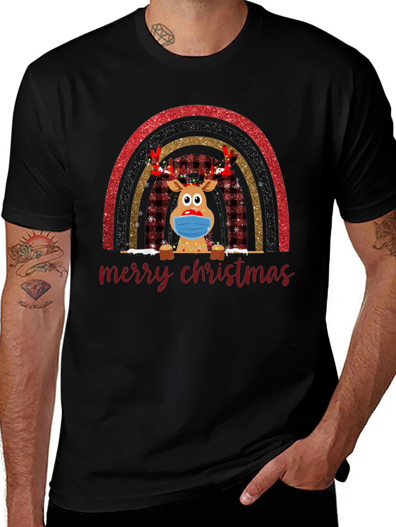 Camiseta Navideña Reno Enmascarado