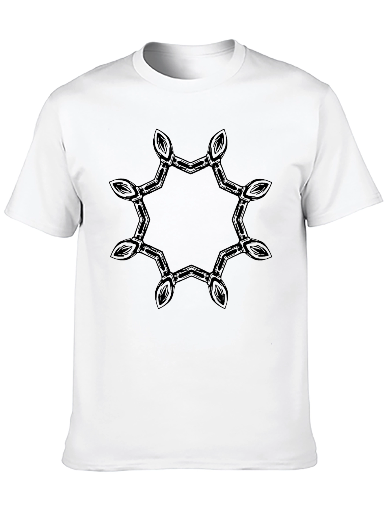 Camiseta Negra con Diseño Geométrico Estilizado