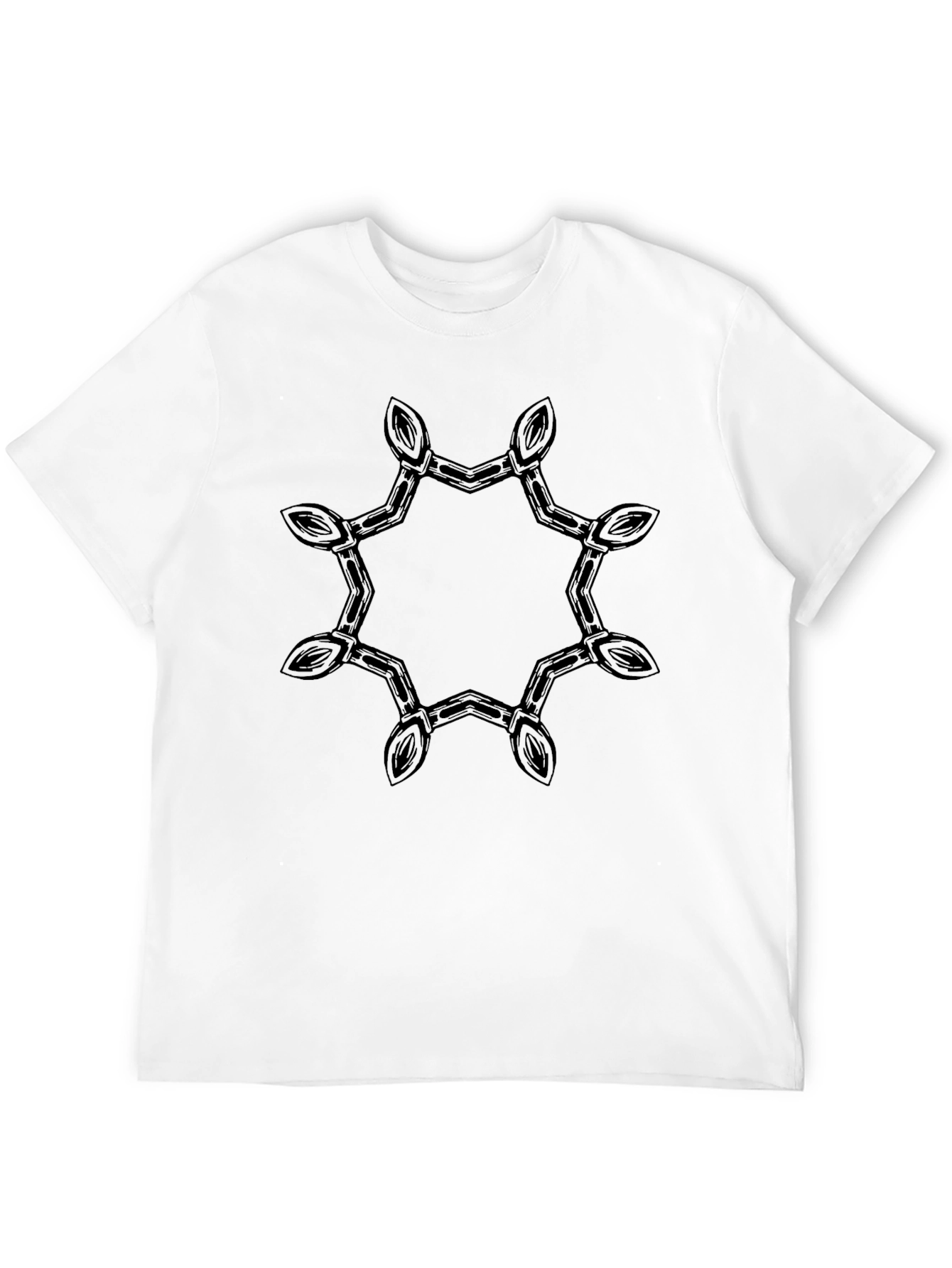 Camiseta Negra con Diseño Geométrico Estilizado