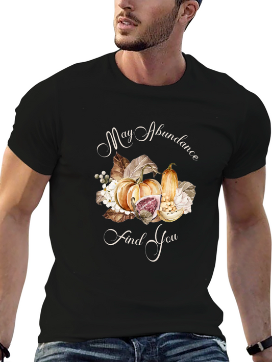 Camiseta Negra con Diseño de Abundancia Otoñal