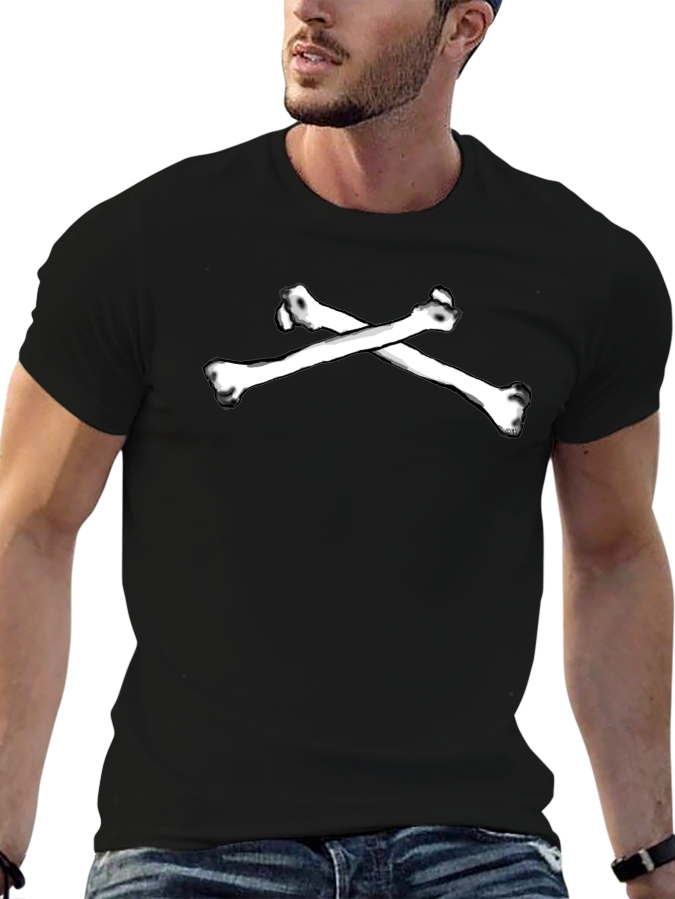 Camiseta Negra con Huesos Cruzados