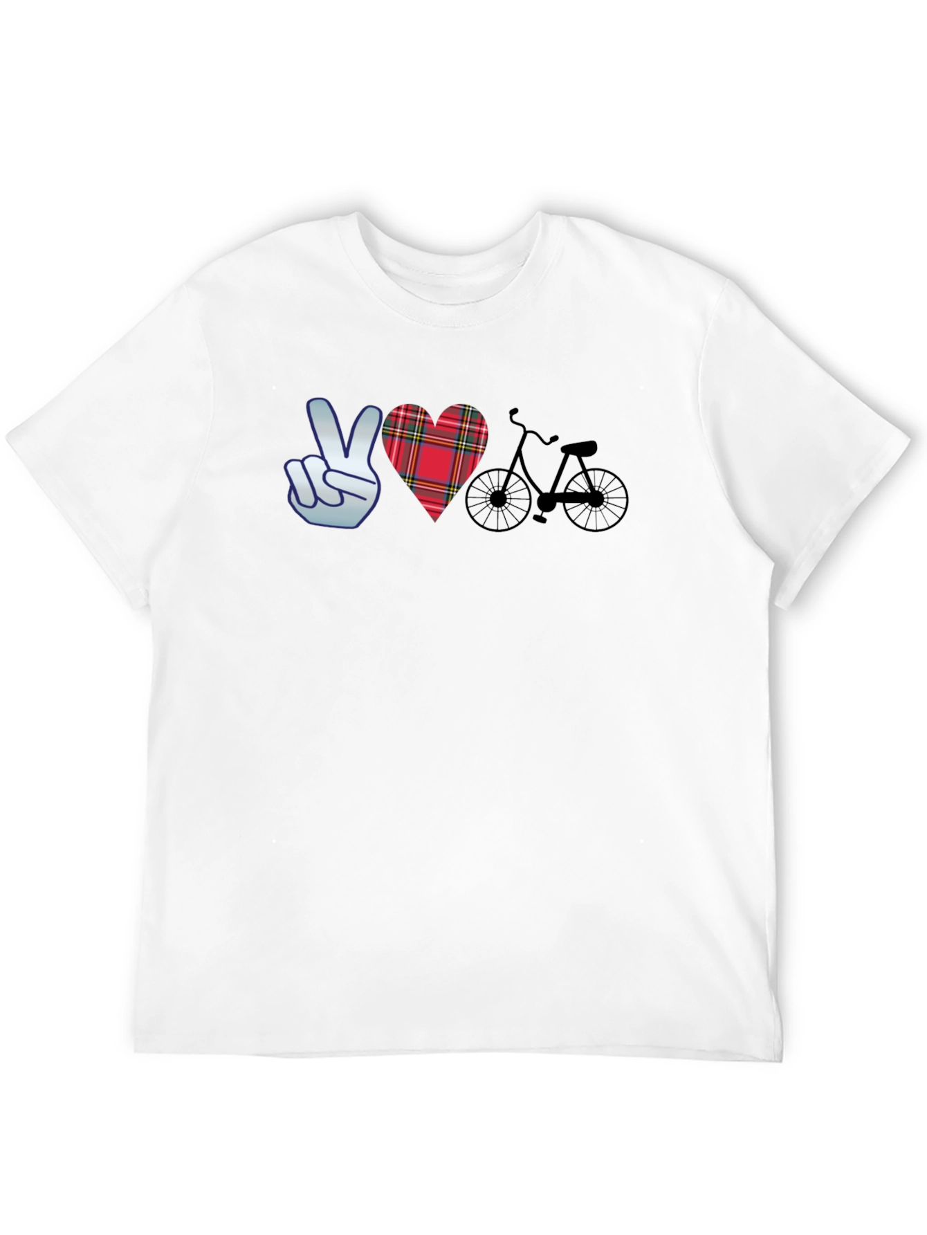 Camiseta Negra con Diseño Paz Amor y Bicicleta
