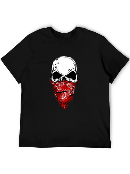 Camiseta Negra con Calavera y Pañuelo Rojo