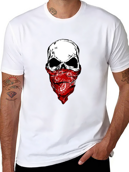 Camiseta Negra con Calavera y Pañuelo Rojo
