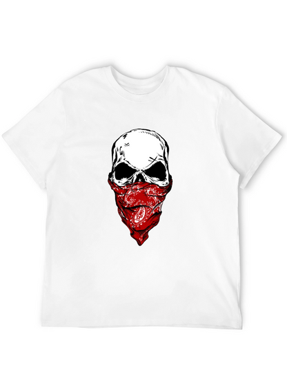 Camiseta Negra con Calavera y Pañuelo Rojo