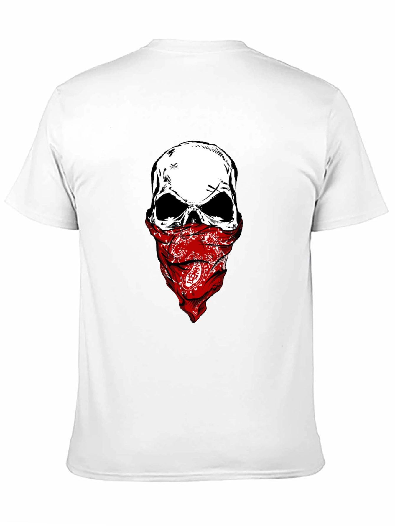 Camiseta Negra con Calavera y Pañuelo Rojo
