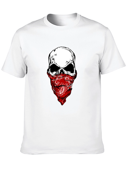 Camiseta Negra con Calavera y Pañuelo Rojo