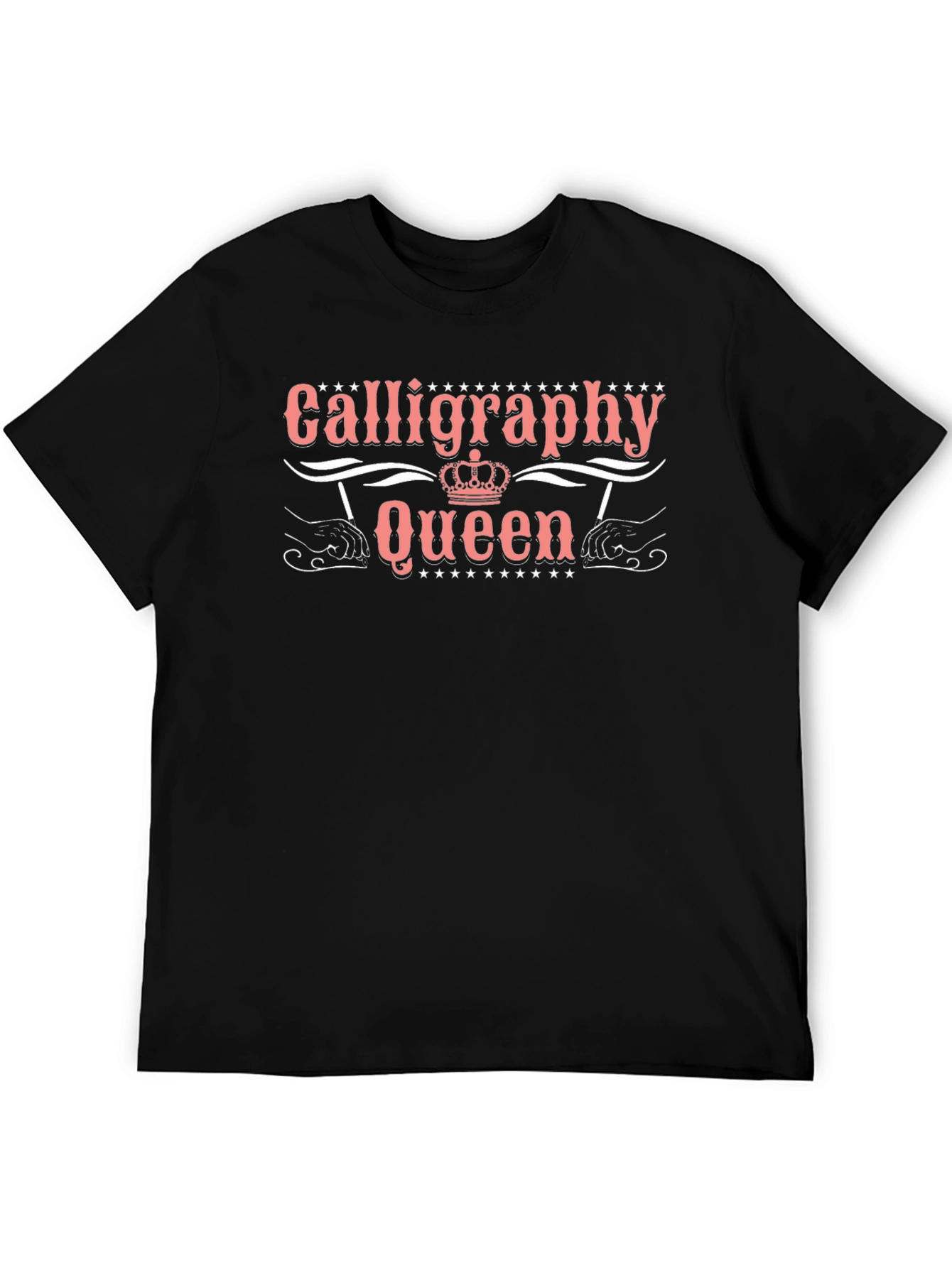 Camiseta Negra Calligraphy Queen para Amantes de la Caligrafía