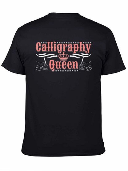 Camiseta Negra Calligraphy Queen para Amantes de la Caligrafía