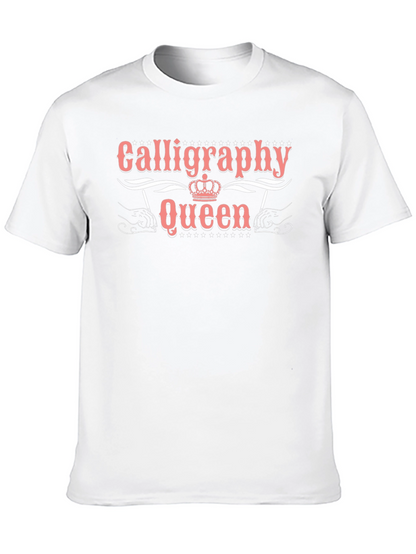 Camiseta Negra Calligraphy Queen para Amantes de la Caligrafía