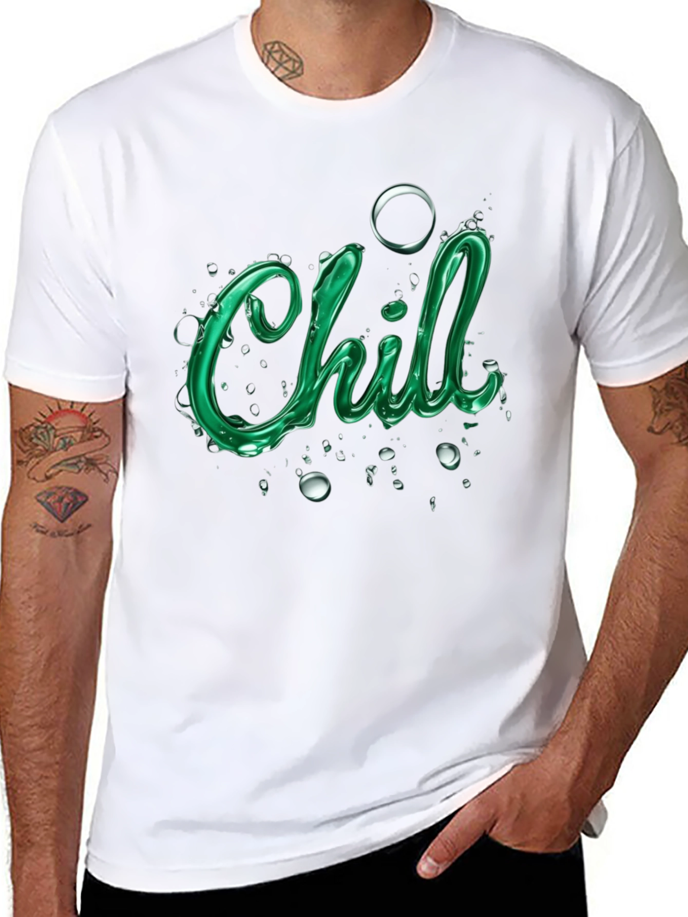 Camiseta Negra con Diseño Chill Verde