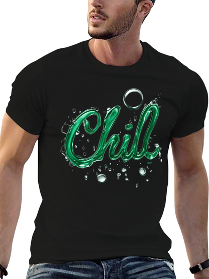 Camiseta Negra con Diseño Chill Verde
