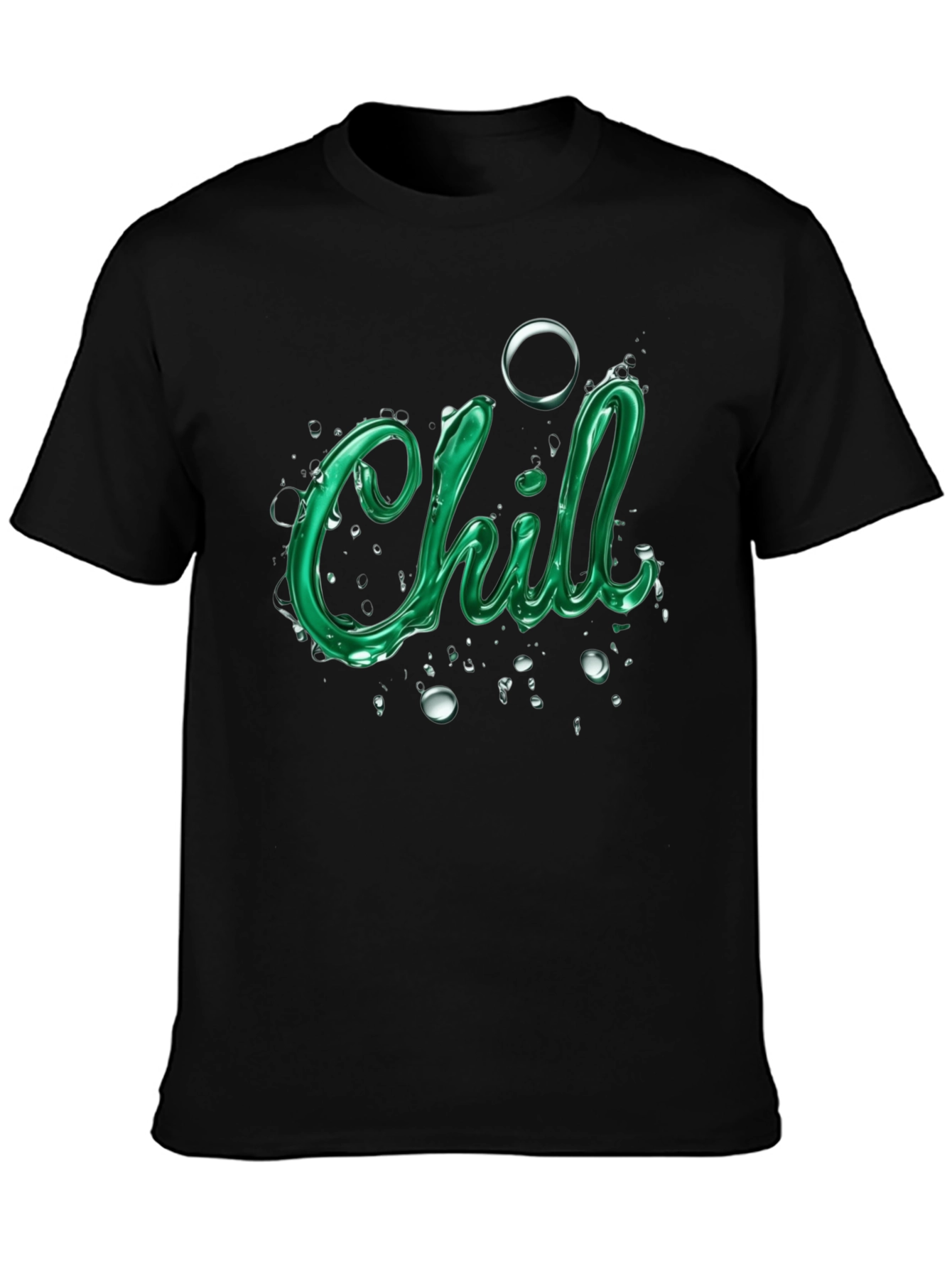 Camiseta Negra con Diseño Chill Verde
