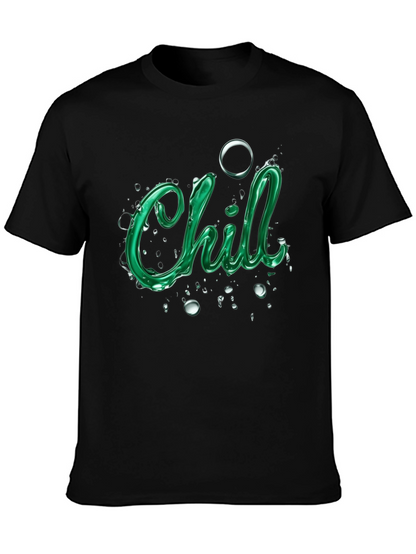 Camiseta Negra con Diseño Chill Verde